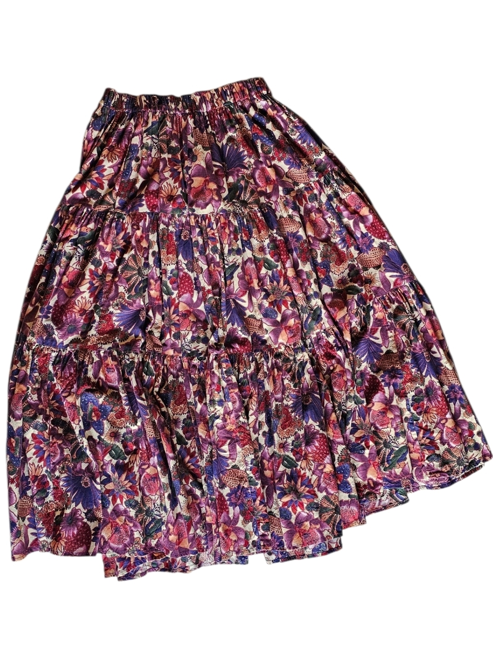 Vintage Sedona Stitchery Floral Tiered Folk Skirt One Size Cotton Prairie